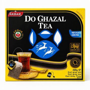 Чай чорний з бергамотом Akbar Do Ghazal Tea Earl Grey, 100 пакетиків 27017_2 фото