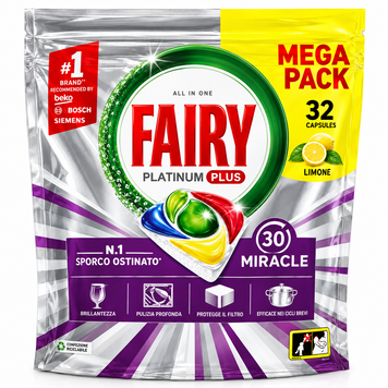 Капсули для посудомийної машини Fairy Platinum Plus Miracle Limone 32 шт 887267 фото