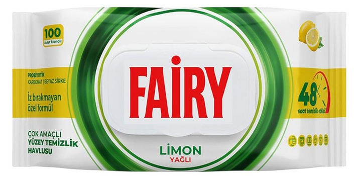 Серветки для прибирання Fairy Limon 100 шт (8681554633139) 633139 фото Салфетки для уборки Fairy Limon 100 шт (8681554633139)