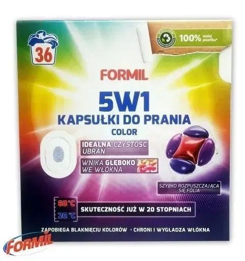 Капсулы для стирки цветных тканей Formil 5в1 Color 36 шт (4335619023505) 023505 фото Капсулы для стирки цветных тканей Formil 5в1 Color 36 шт (4335619023505) 023505 фото