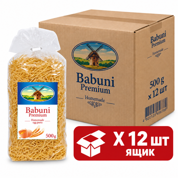 Макарони яєчні 9% Локшина №2 Babuni Premium 500 г &times; 12 шт 323443 фото