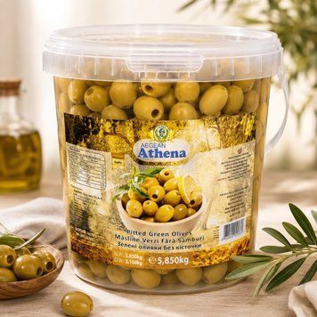 Оливки Athena зелені без кісточки пластик 5,850 кг/ 3 кг (6224003900059)
