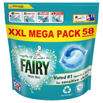 Капсулы для стирки детского белья Fairy Non Bio 58шт (8700216464284)