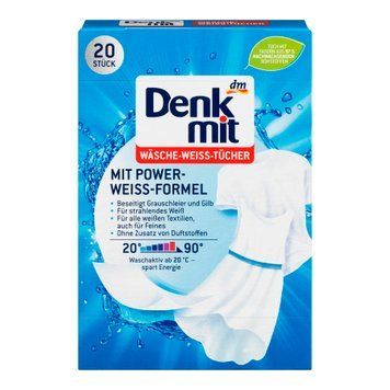Серветки для прання та відбілювання білої білизни Denkmit 20шт (4066447218510) 218510 фото