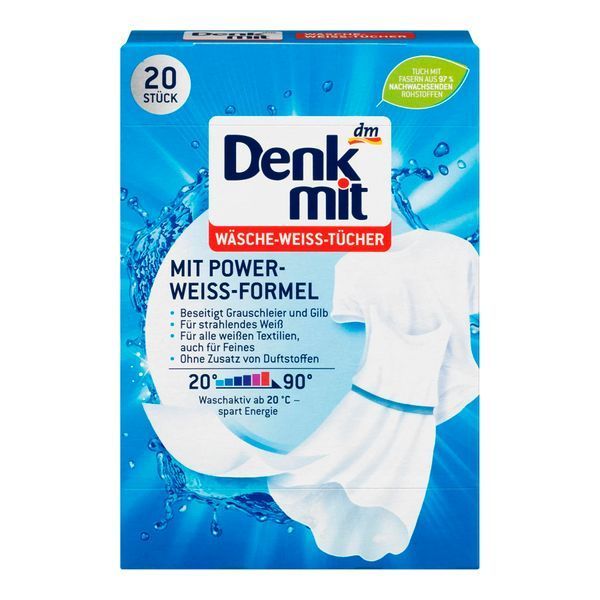 Серветки для прання та відбілювання білої білизни Denkmit 20шт (4066447218510) 218510 фото Серветки для прання та відбілювання білої білизни Denkmit 20шт (4066447218510) 218510 фото