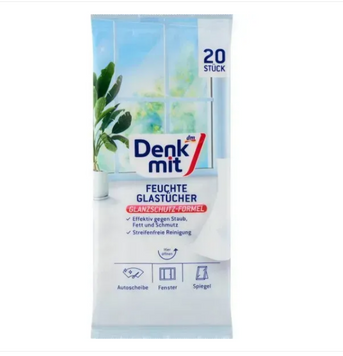 Серветки вологі для скла та вікон Denkmit 20 шт (4066447789683) 763065 фото