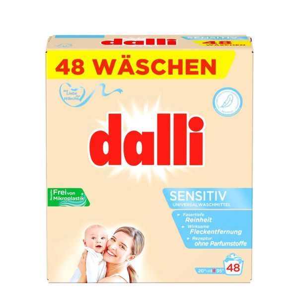 Пральний порошок для дитячої білизни Dalli Sensitiv 3,12кг = 48 циклів (4012400528103) 528875_ фото Стиральный порошок для детского белья Dalli Sensitiv 3,12кг = 48 циклов (4012400528103)