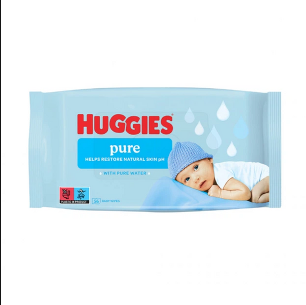 Дитячі вологі серветки Huggies Pure 56 шт (5029053550039) 918877 фото Дитячі вологі серветки Huggies Pure 56 шт (5029053550039) 918877 фото