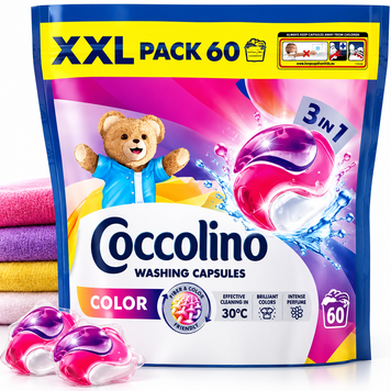 Гелеві капсули для прання Coccolino Color 3 в 1, 60 шт 779213 фото