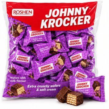 Цукерки вафельні ROSHEN Johnny Krocker Milk 1 кг 635625 фото