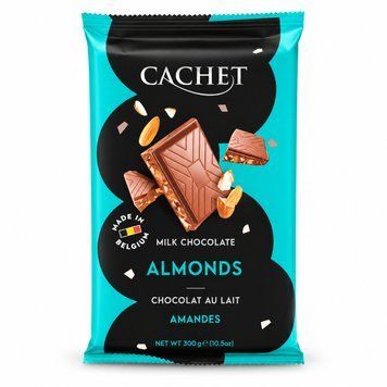 Шоколад молочный Cachet 32% с миндалем 300 г 1000010 фото