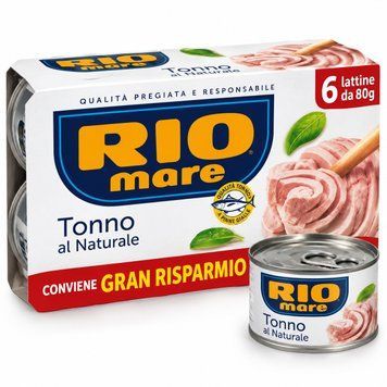 Тунец кусочками в собственном соку RIO Mare Tonno al Naturale 6 &times; 80 г, Италия 340695 фото