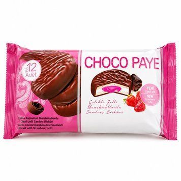 Печиво Choco Paye Полуничне з маршмеллоу покрите шоколадною глазур'ю 12 шт