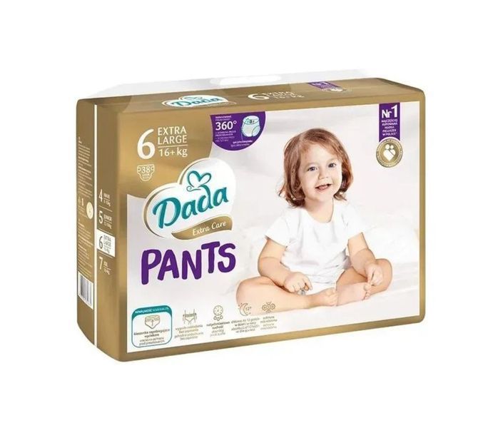 Трусики-подгузники Dada Extra care 6 Extra Large (16+ кг) 38 шт (5905567820885) 617843- фото Трусики-подгузники Dada Extra care 6 Extra Large (16+ кг) 38 шт (5905567820885)