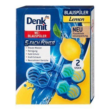 Подвесной освежитель в унитаз DenkMit WC-Blauspuler Lemon 2шт (4066447289312)