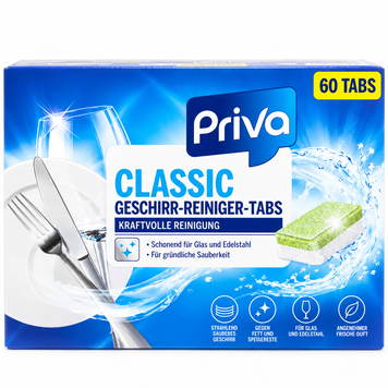 Таблетки для посудомийної машини Priva Classic 60 шт Німеччина