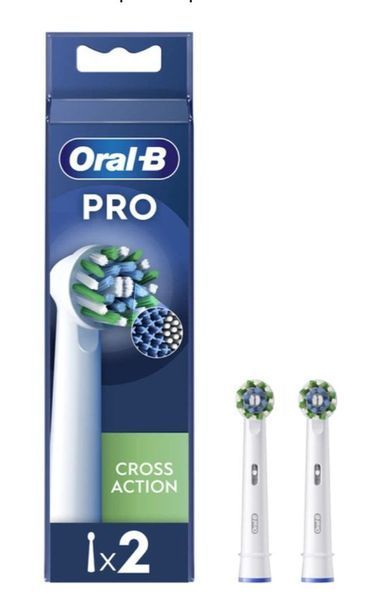 Насадки для електричної зубної щітки Oral-B Pro Cross Action, 2 шт білі 412215837 фото Насадки для електричної зубної щітки Oral-B Pro Cross Action, 2 шт білі 412215837 фото